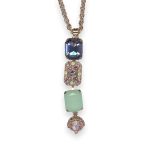 Necklace Pendant By Mariana Woman Adorable Amethyst and Chrysolite Opal Swarovski Crystals - Image 2