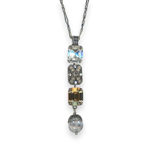 Necklace Pendant by Mariana Champagne and Caviar Coll. Fab Clear, Champagne, & Sand Opal Austrian Crystals