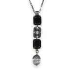 Necklace Pendant by Mariana Peace Coll. Elegant Jet Black, Clear, White Shell, & AB Austrian Crystals - Image 3