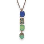 Necklace Pendant by Mariana Congo Coll. Adorable Green Quartz Mineral, Blue Opal, Blue Zircon, Pacific Opal, & Chrysolite Austrian Crystals - Image 3