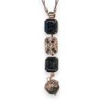 Necklace Pendant by Mariana Spring 2019 Coll. Exquisite Riverstone Mineral, Montana Blue & Clear Austrian Crystals - Image 2