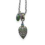 Necklace Pendant by Mariana Imagine Coll. Fab Fern Green, Lt Rose, Jonquil, & Aurum Austrian Crystal