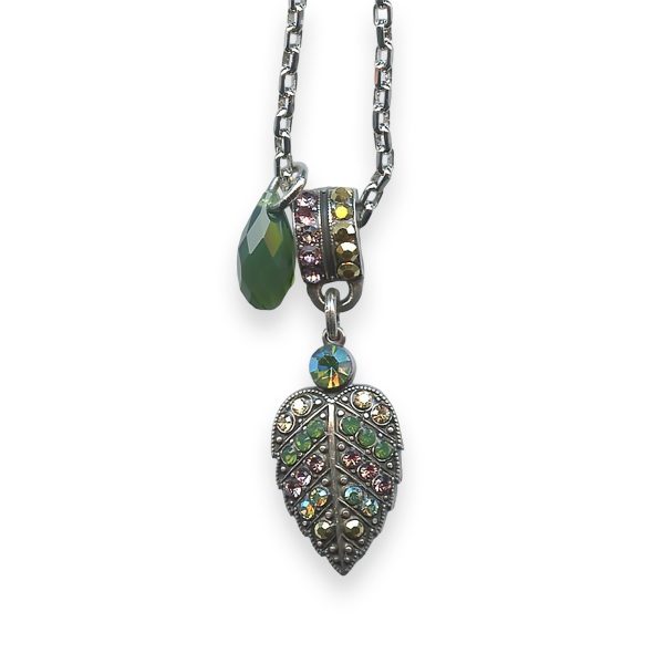 Necklace Pendant by Mariana Imagine Coll. Fab Fern Green, Lt Rose, Jonquil, & Aurum Austrian Crystal