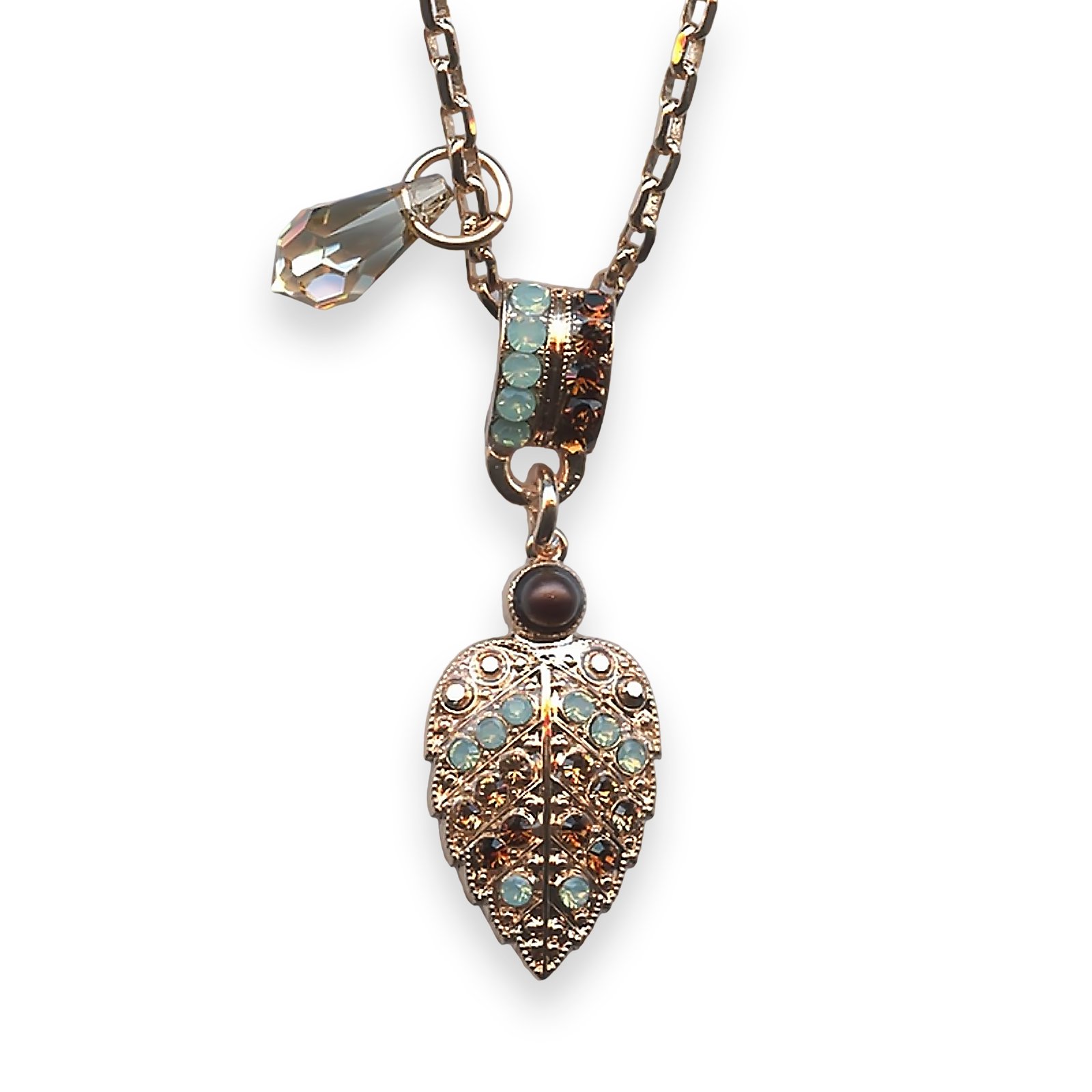 N-5042-3-1040-RG (1) Necklace Pendant by Mariana Serai Coll. Beautiful Pacific Opal, Smoked Topaz & Golden Shadow Austrian Crystal - Image 1