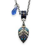 Necklace Pendant by Mariana Zhang Coll. Elegant Caribbean Blue Opal, Royal Blue, Lt Peach, & Chrysolite Opal Austrian Crystal - Image 3