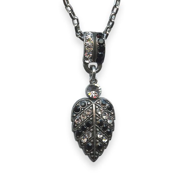 Necklace Pendant by Mariana Checkmate Coll. Elegant Jet Black & Clear Austrian Crystal