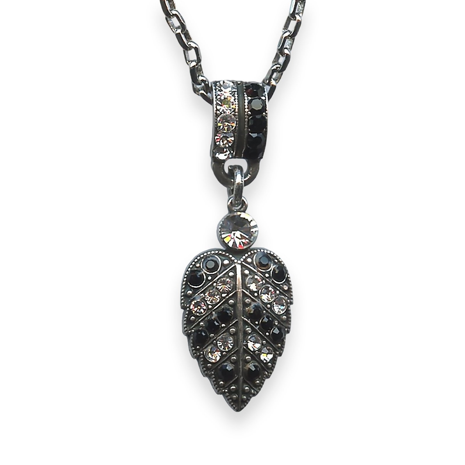 N-5042-3-280-1-SP (1) Necklace Pendant by Mariana Checkmate Coll. Elegant Jet Black & Clear Austrian Crystal - Image 1