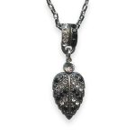 Necklace Pendant by Mariana Checkmate Coll. Elegant Jet Black & Clear Austrian Crystal - Image 2