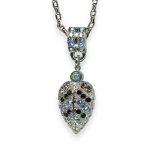 Necklace Pendant by Mariana My Treasures Coll. Gorgeous Moon Yellow SO Mineral, Vitral Lt, Jet, & Black Diamond Austrian Crystal - Image 3