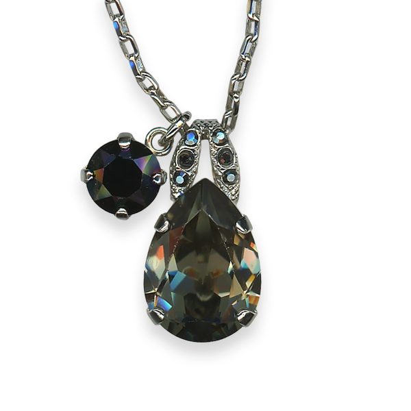 Necklace Pendant by Mariana Woman Glamorous Jet and Silver Night Swarovski Crystals