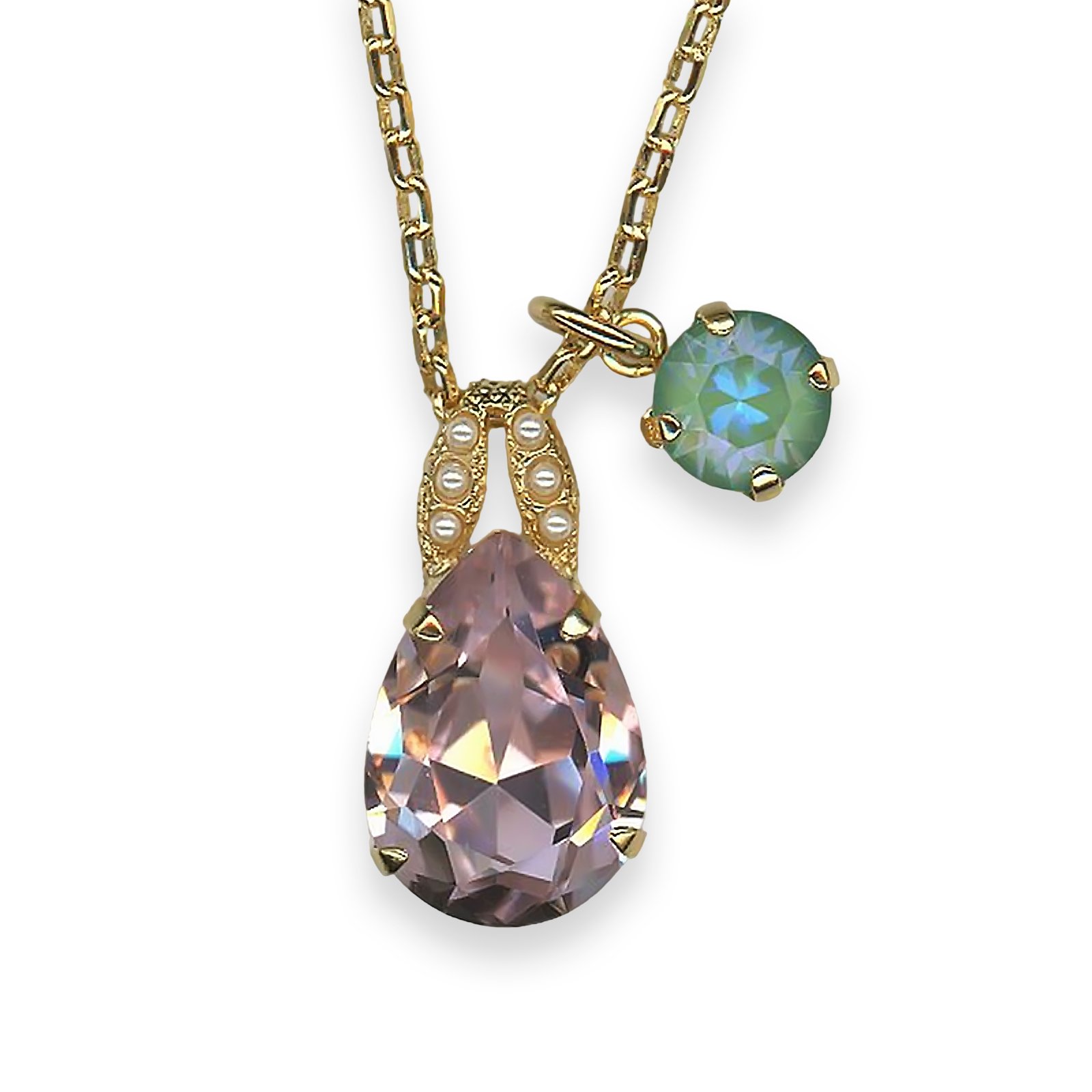 N-5044-40-1156-YG (1) Necklace Pendant by Mariana Take My Breath Away Coll. Shimmering Lt Amethyst, Pearl, & Silky Sage Delite Austrian Crystal - Image 1