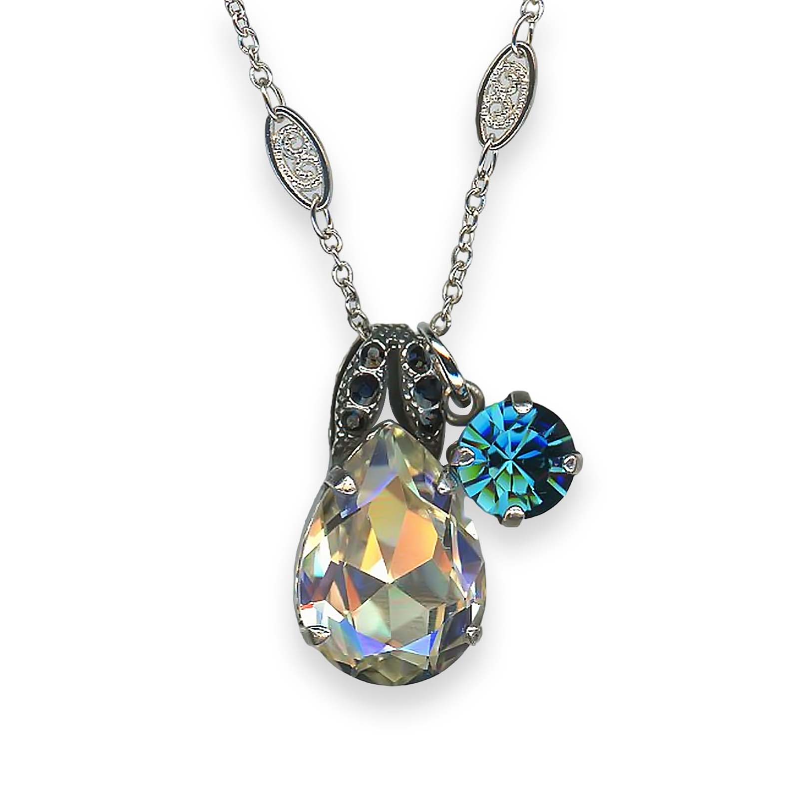 N-5044-40-MOL-3-SP (1) Necklace Pendant by Mariana My Treasures Coll. Gorgeous Moonlight, Jet & Blue Zircon Austrian Crystal - Image 1