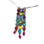 Necklace Pendant By Mariana Woman Fashionable Red and Ocean Blue Swarovski Crystals