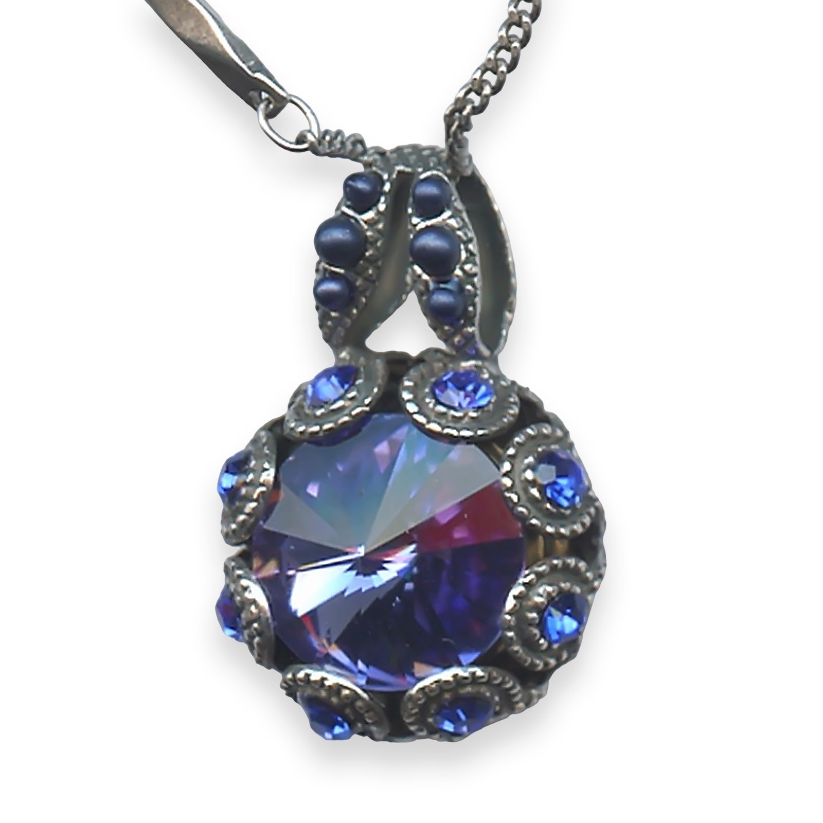 N-5070-1026-SP (1) Necklace Pendant by Mariana Electra Coll. Alluring Heliotrope, Sapphire, & Marbled Blue Austrian Crystals - Image 1