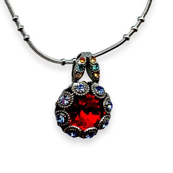 Necklace Pendant by Mariana Fantasy Coll. Sophisticated Siam, Sapphire, Topaz, & Blue Zircon Austrian Crystals