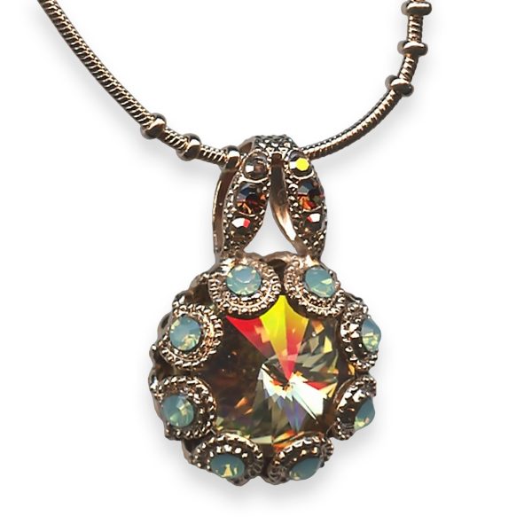Necklace Pendant by Mariana Serai Coll. Gorgeous Golden Shadow, Pacific Opal, Smoked Topaz, & Aurum Austrian Crystals