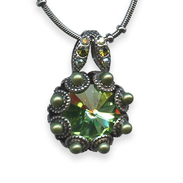 Necklace Pendant by Mariana Oasis Coll. Adorable Peridot, Olivine, & AB Austrian Crystals