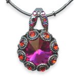 Necklace Pendant By Mariana Lady Marmalade Coll. Sassy Fuchsia and Orange Swarovski Crystals