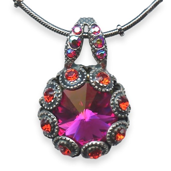 Necklace Pendant By Mariana Lady Marmalade Coll. Sassy Fuchsia and Orange Swarovski Crystals