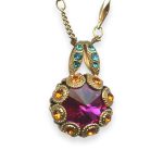 Necklace Pendant By Mariana Beautiful Fuchsia and Sun Swarovski Crystals - Image 2