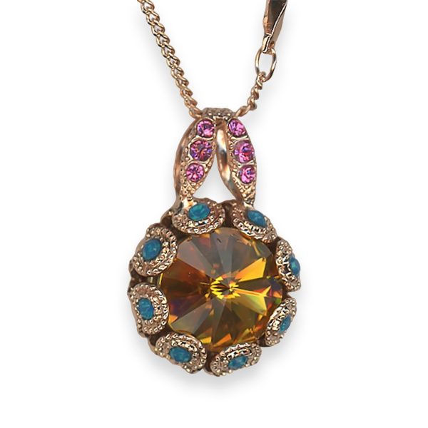 Necklace Pendant by Mariana Selene Coll. Exquisite Topaz, Caribbean Blue, & Rose Austrian Crystals