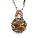 Necklace Pendant by Mariana Selene Coll. Exquisite Topaz, Caribbean Blue, & Rose Austrian Crystals - Image 3