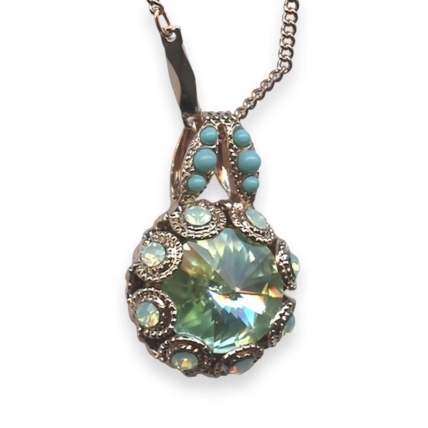 Necklace Pendant by Mariana Athena Coll. Elegant Chrysolite, Chrysolite Opal, & Turq Austrian Crystals