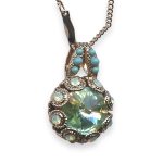 Necklace Pendant by Mariana Athena Coll. Elegant Chrysolite, Chrysolite Opal, & Turq Austrian Crystals - Image 2