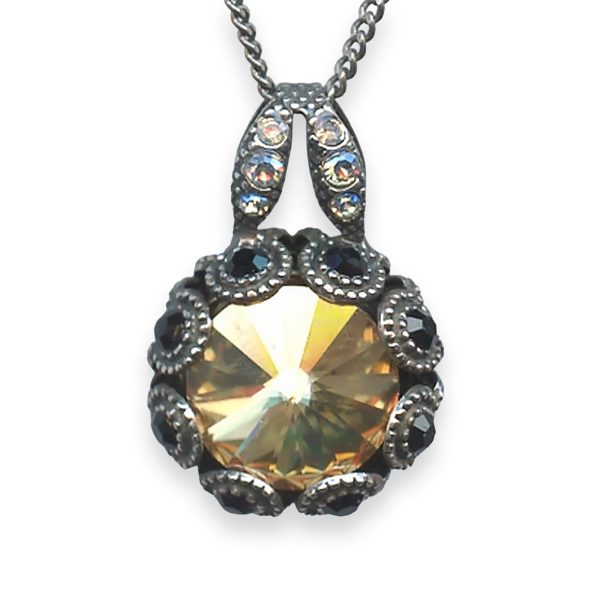 Necklace Pendant by Mariana Adeline Coll. Gorgeous Golden Shadow & Jet Black Austrian Crystals