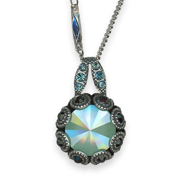 Necklace Pendant by Mariana Cannoli Coll. Glitzy Mint Green & Indicolite Austrian Crystals