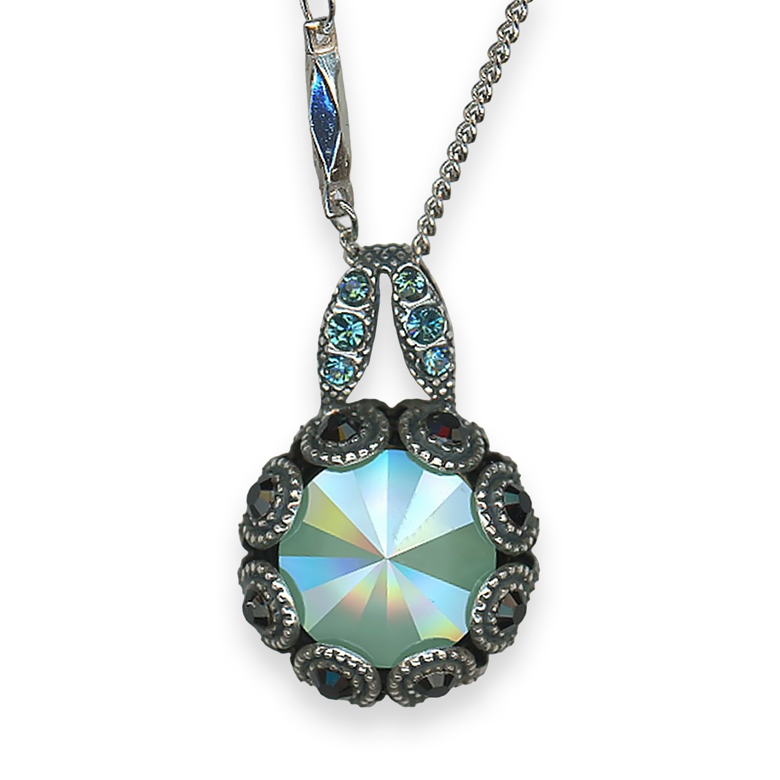 N-5070-125-SP (1) Necklace Pendant by Mariana Cannoli Coll. Glitzy Mint Green & Indicolite Austrian Crystals - Image 1