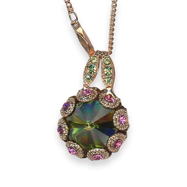 Necklace Pendant By Mariana Woman Charming Olivine and Rose Swarovski Crystals