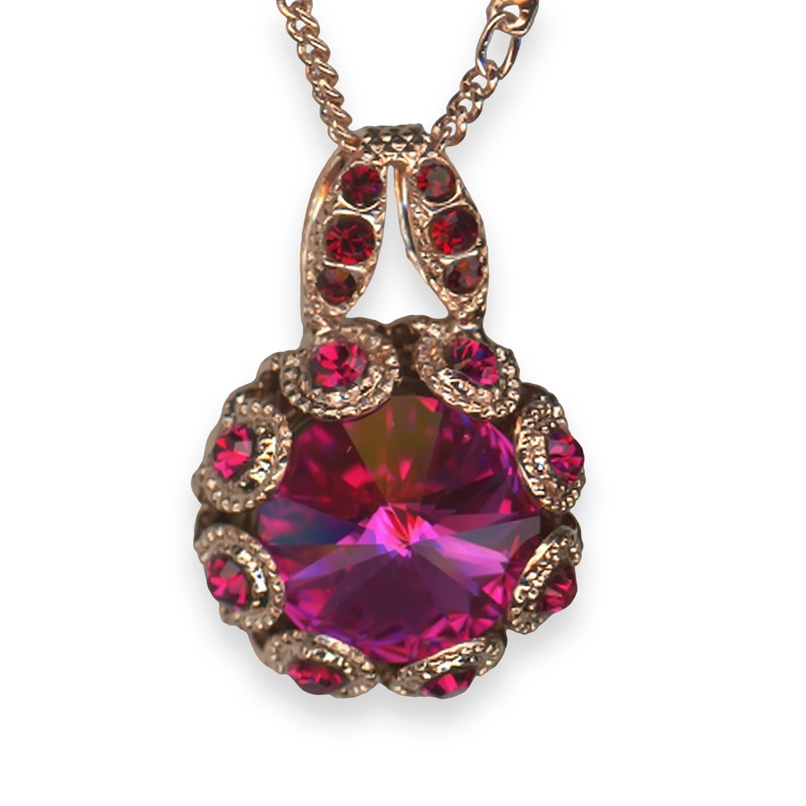 N-5070-2140-RG (1) Necklace Pendant by Mariana Firefly Natures Coll. Classy Red & Fuchsia Austrian Crystals - Image 1