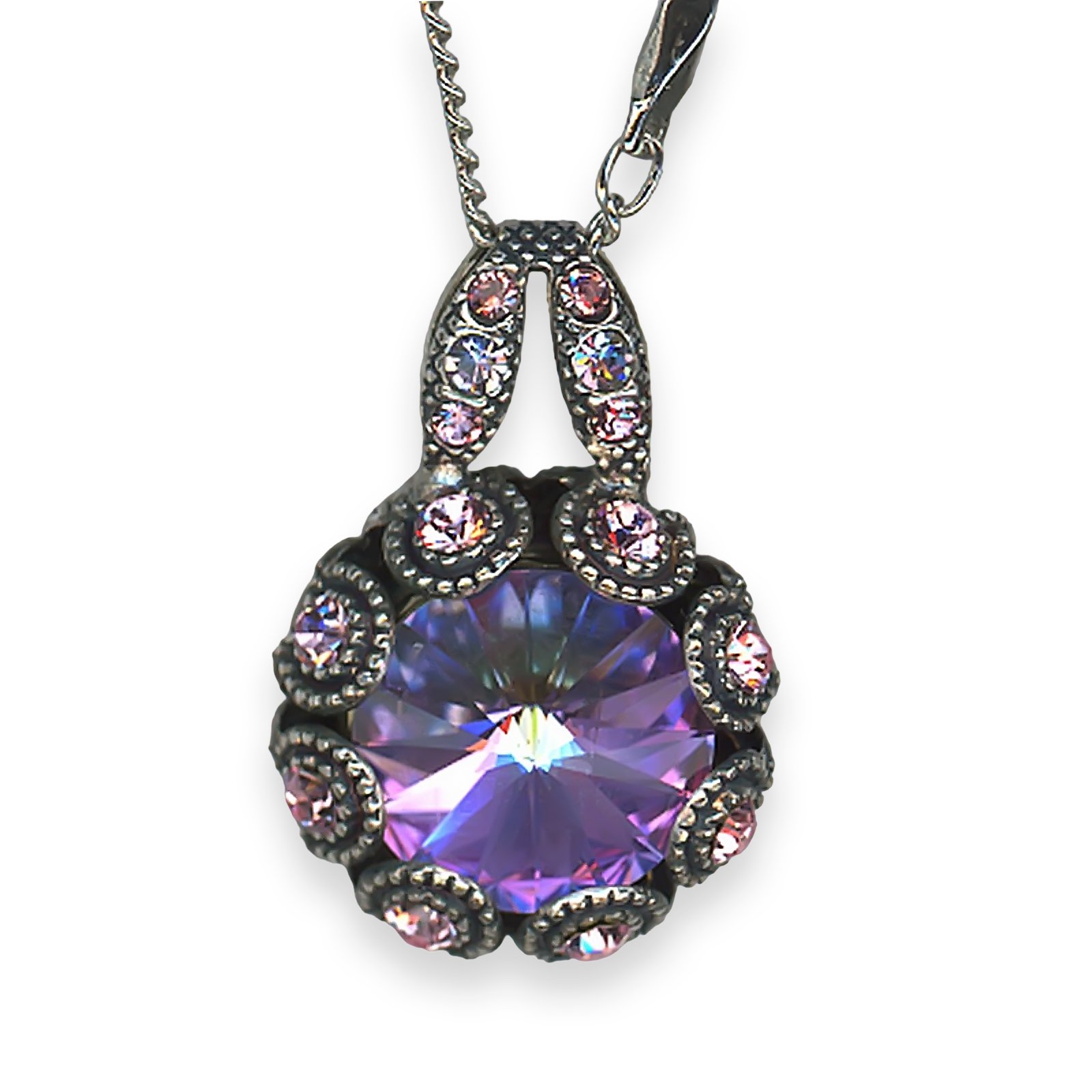 N-5070-2231VL-SP (1) Necklace Pendant by Mariana My Treasures Coll. Alluring Vitral Med & Lt Rose Austrian Crystals - Image 1