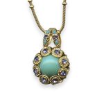 Necklace Pendant by Mariana Woman Elegant Turquoise and Tanzanite Swarovski Crystals