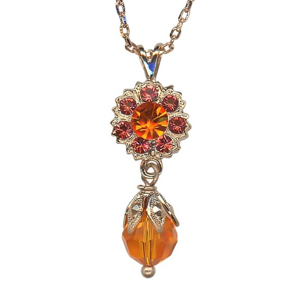 Necklace Pendant by Mariana Saffron Coll. Sassy Hyacinth & Padparadscha Austrian Crystals