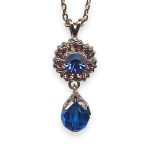 Necklace Pendant by Mariana Kiss From A Rose Coll. Gorgeous Capri Blue & Lt Rose Austrian Crystals - Image 2