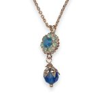 Necklace Pendant By Mariana Woman Fab Caribbean Blue and Chrysolite Opal Swarovski Crystals
