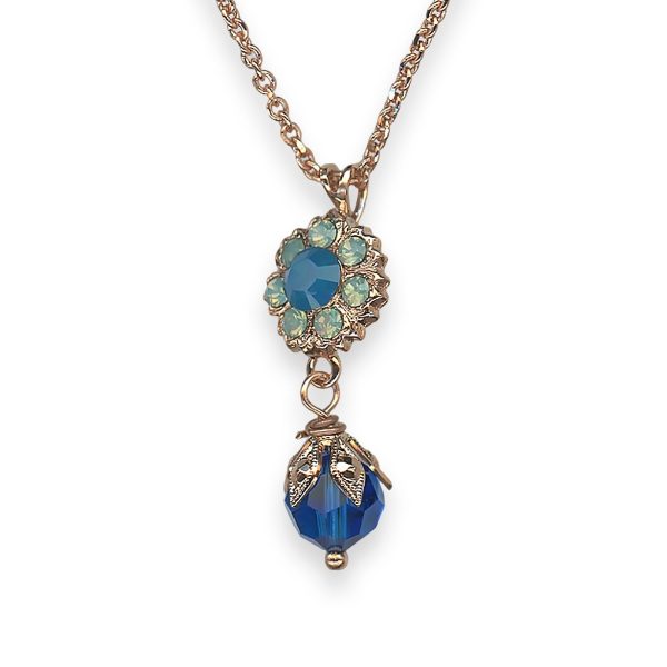 Necklace Pendant By Mariana Woman Fab Caribbean Blue and Chrysolite Opal Swarovski Crystals