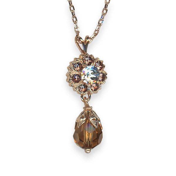 Necklace Pendant by Mariana Creme Brulee Coll. Exquisite Lt Colorado Topaz, Clear, & Lt Burgundy Austrian Crystals
