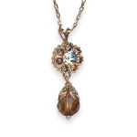 Necklace Pendant by Mariana Creme Brulee Coll. Exquisite Lt Colorado Topaz, Clear, & Lt Burgundy Austrian Crystals - Image 2
