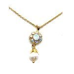 Necklace Pendant By Mariana Woman Timeless Pearl and Opal Swarovski Crystals