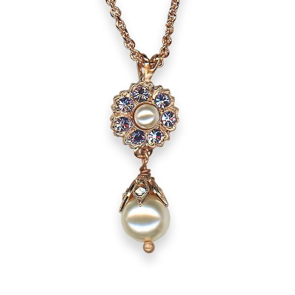 Necklace Pendant by Mariana My Treasures Coll. Elegant Pearl Mineral & Tanzanite Austrian Crystals