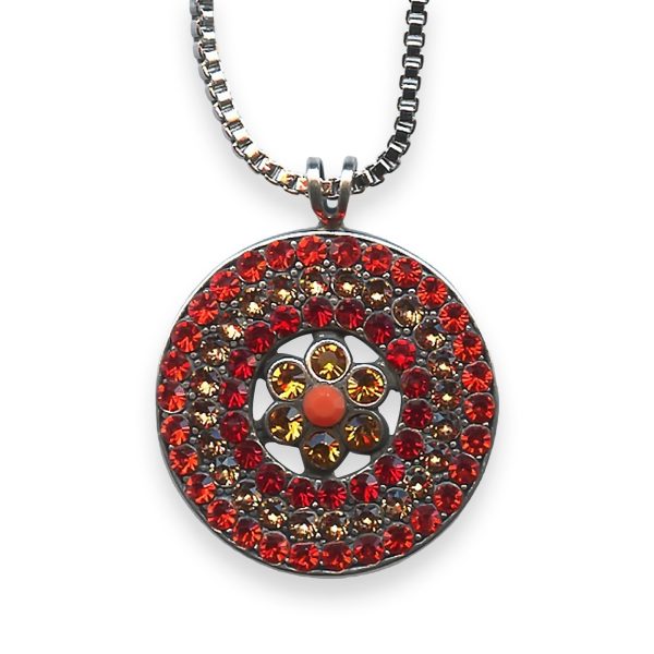 Necklace Pendant by Mariana Ring of Fire Coll. Sassy Hyacinth, Indian Pink, Siam, Topaz, & Coral Austrian Crystals