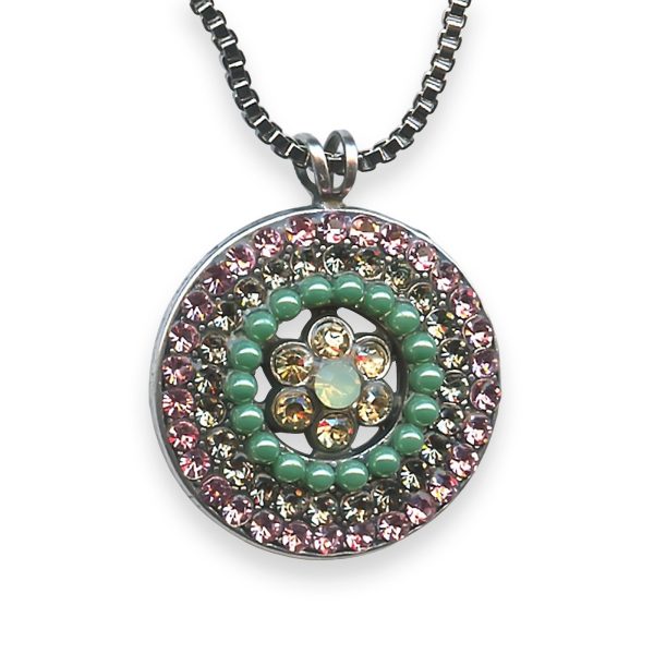 Necklace Pendant by Mariana Orchid Coll. Charming Lt Rose, Topaz, Green Turq, & Chrysolite Opal Austrian Crystals