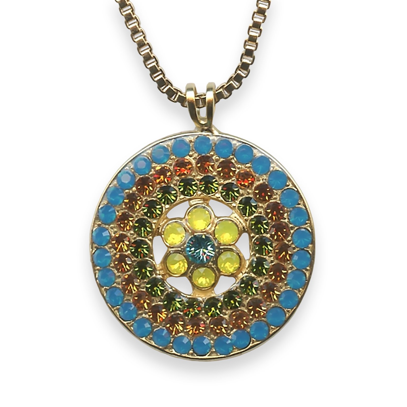 N-5078-1L-1058-YG (1) Necklace Pendant by Mariana Woman Fab Blue and Yellow Opal Swarovski Crystals - Image 1