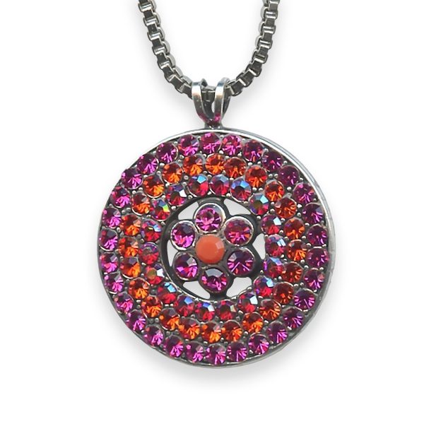 Necklace Pendant by Mariana Lady Marmalade Coll. Stunning Fuchsia, Orange, Siam, & Coral Austrian Crystals