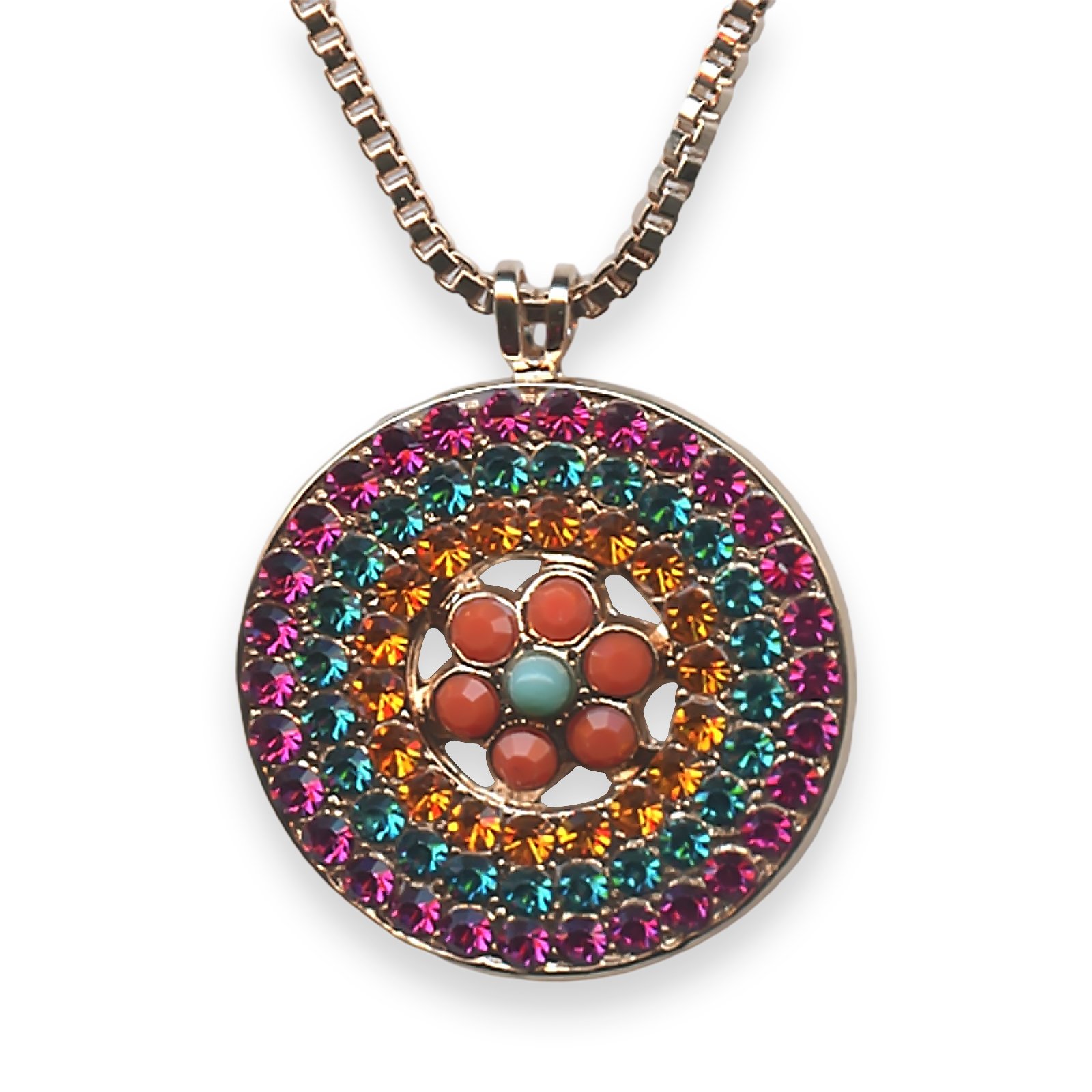 N-5078-1L-1077-RG (1) Necklace Pendant by Mariana Woman Gorgeous Fuchsia and Orange Swarovski Crystals - Image 1