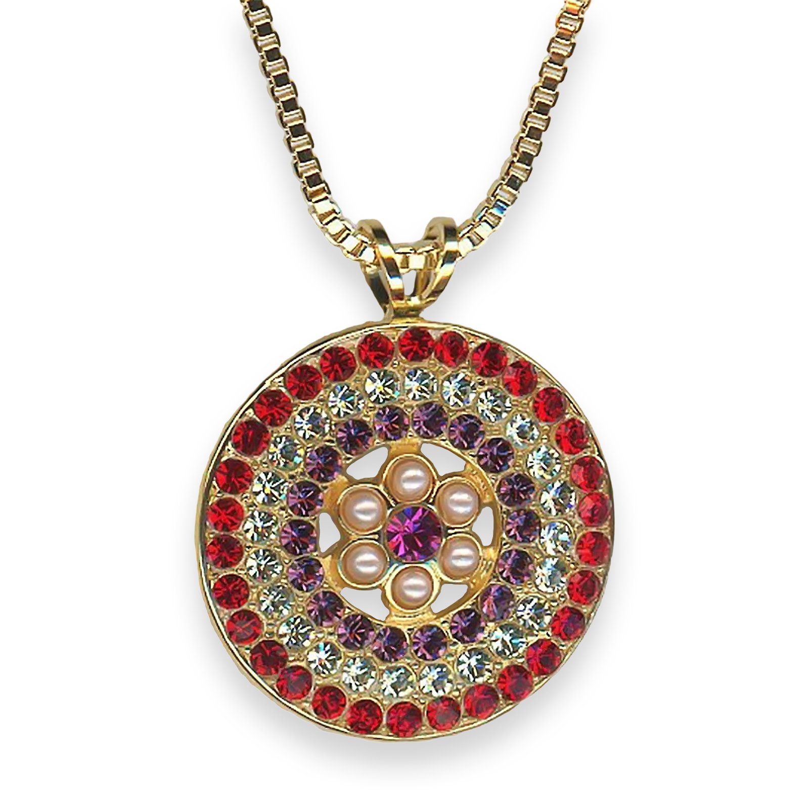N-5078-1L-1156-YG (1) Necklace Pendant by Mariana Take My Breath Away Coll. Timeless Pearl, Rose, Amethyst, Clear, & Siam Austrian Crystals - Image 1