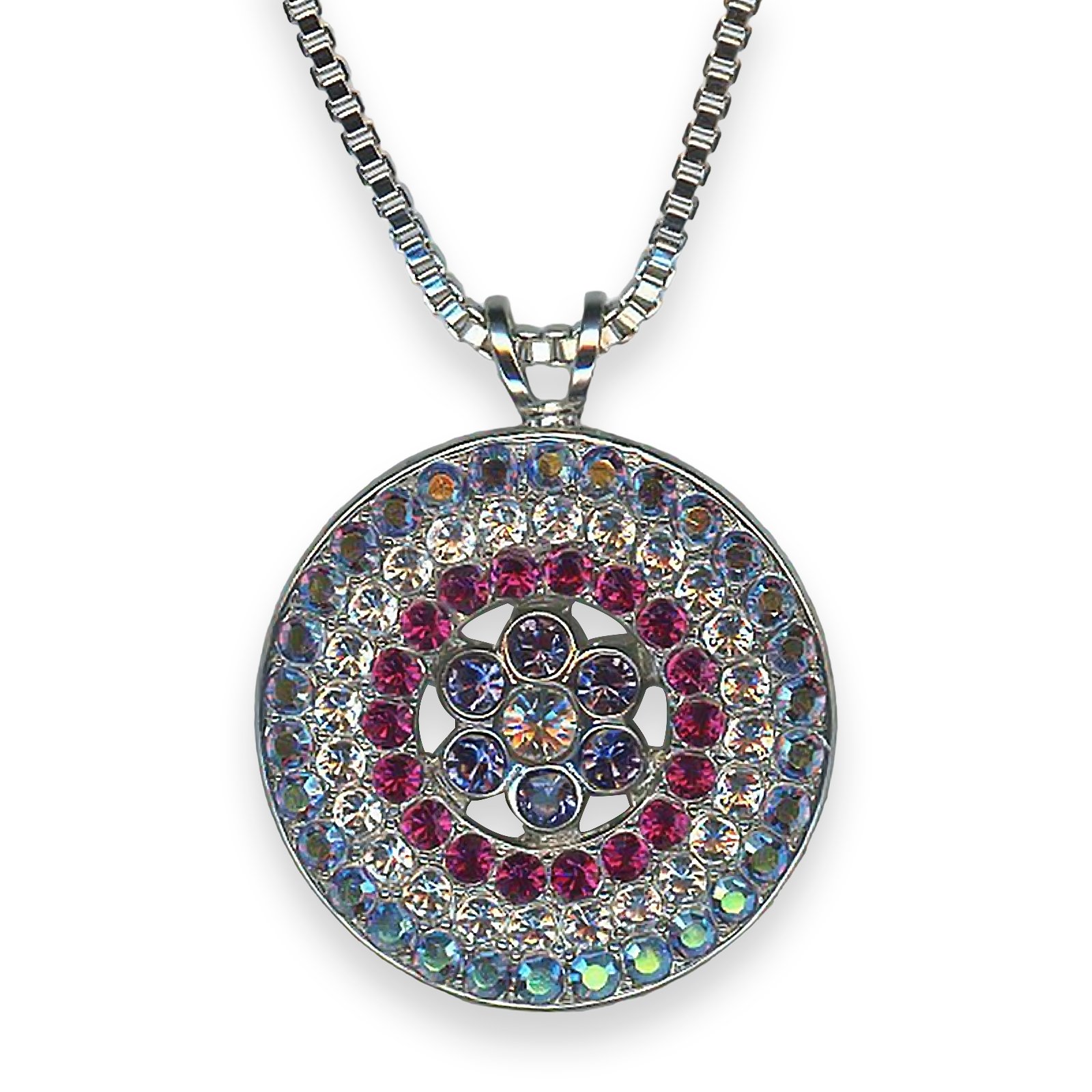 N-5078-1L-300-1-SP (1) Necklace Pendant by Mariana My Treasures Coll. Shimmering AB, Clear, Fuchsia, & Tanzanite Austrian Crystals - Image 1